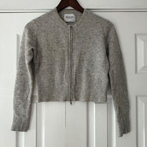 Isabel Marant Etoile Oaka Baby Alpaca Blend Zip Cardigan Sand Grey Size 38 US 6